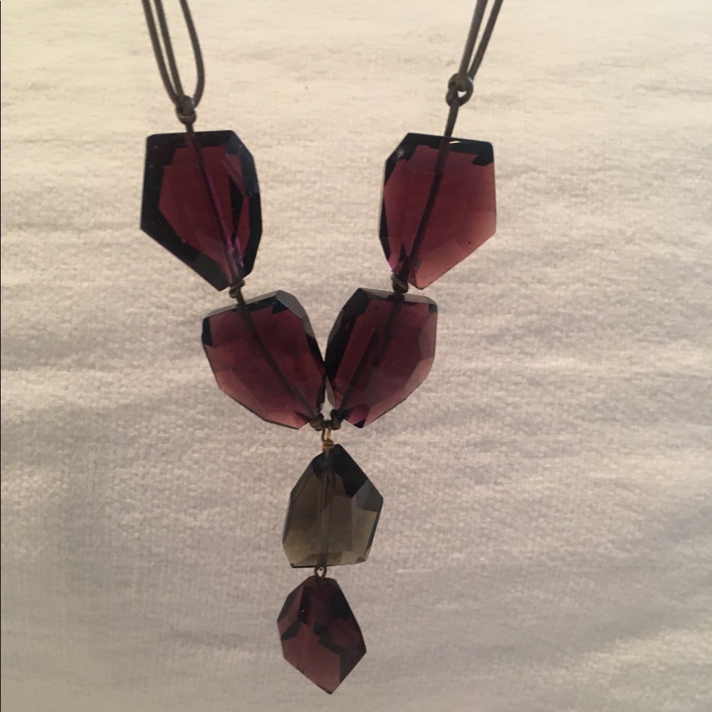 Ruby & Smoky Rhinestone Chunky Bib Necklace - Picture 3 of 3